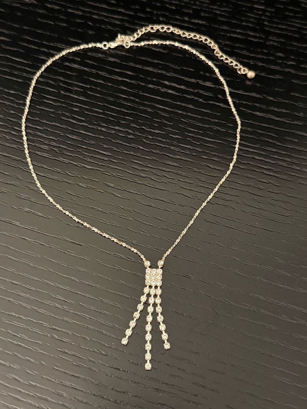 Elegant Silver-Tone Crystal Fringe Necklace